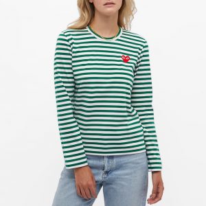 Comme des Garcons Play Women's Long Sleeve Heart Logo Stripe