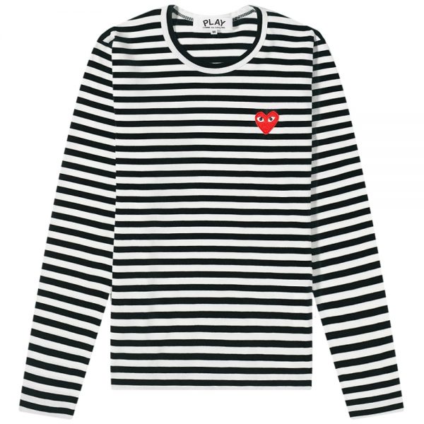 Comme des Garcons Play Women's Long Sleeve Heart Logo Stripe