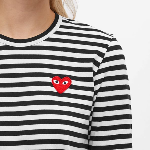 Comme des Garcons Play Women's Long Sleeve Heart Logo Stripe