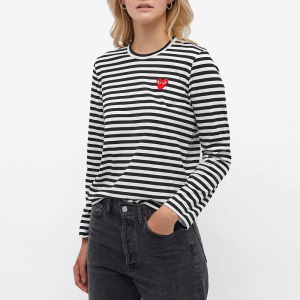 Comme des Garcons Play Women's Long Sleeve Heart Logo Stripe