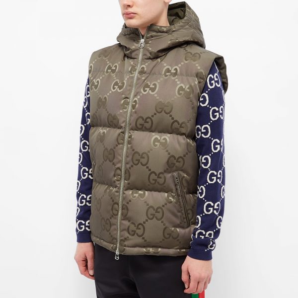 Gucci Jumbo GG Jacquard Down Hooded Gilet