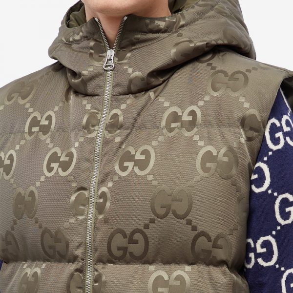 Gucci Jumbo GG Jacquard Down Hooded Gilet