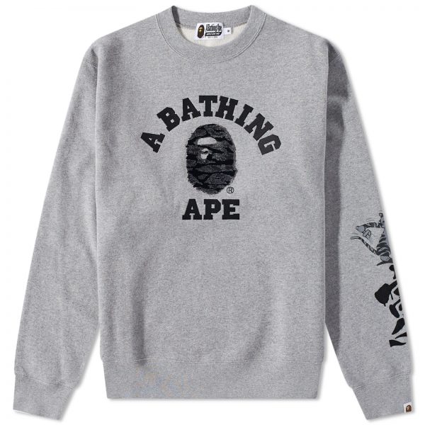 A Bathing Ape Tiger Camo College Relaxed Fit Crew Sweat