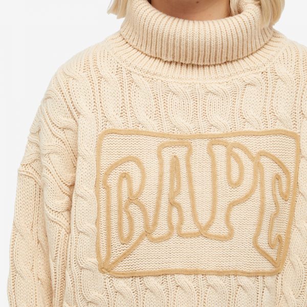 A Bathing Ape Logo Cable Knit Sweater