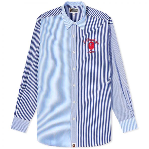 A Bathing Ape College Multi Striped Oversized Shirt