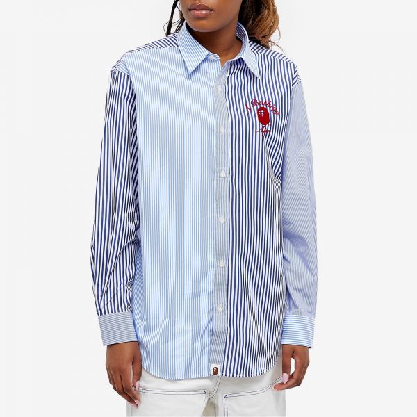 A Bathing Ape College Multi Striped Oversized Shirt