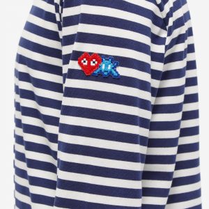 Comme des Garçons Play Long Sleeve Invader Heart Striped T-Shirt