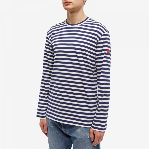 Comme des Garçons Play Long Sleeve Invader Heart Striped T-Shirt