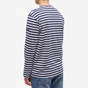 Comme des Garçons Play Long Sleeve Invader Heart Striped T-Shirt