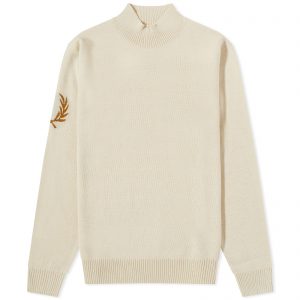 Fred Perry Intarsia Laurel Wreath Mock Neck Knit