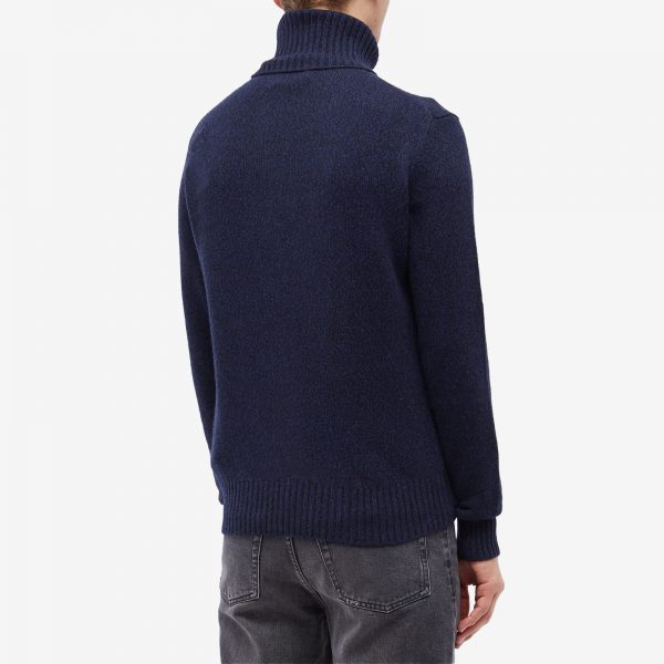 AMI Paris Tonal Heart Cashmere Roll Neck Knit