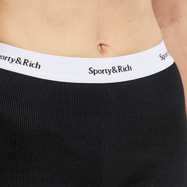 Sporty & Rich Serif Logo Ribbed Cycling Shorts