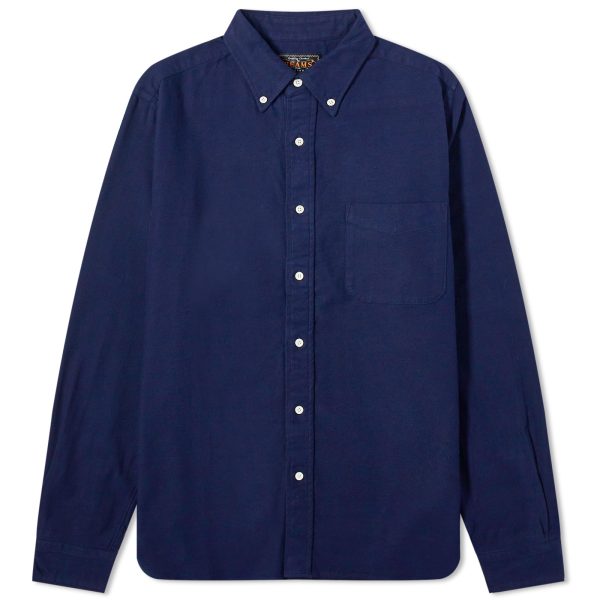 Beams Plus Button Down Solid Flannel Shirt