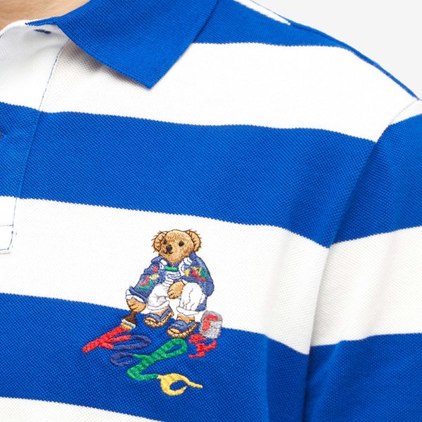 Polo Ralph Lauren Painting Bear Block Stripe Polo Shirt