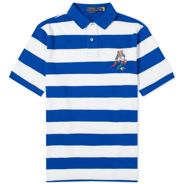 Polo Ralph Lauren Painting Bear Block Stripe Polo Shirt