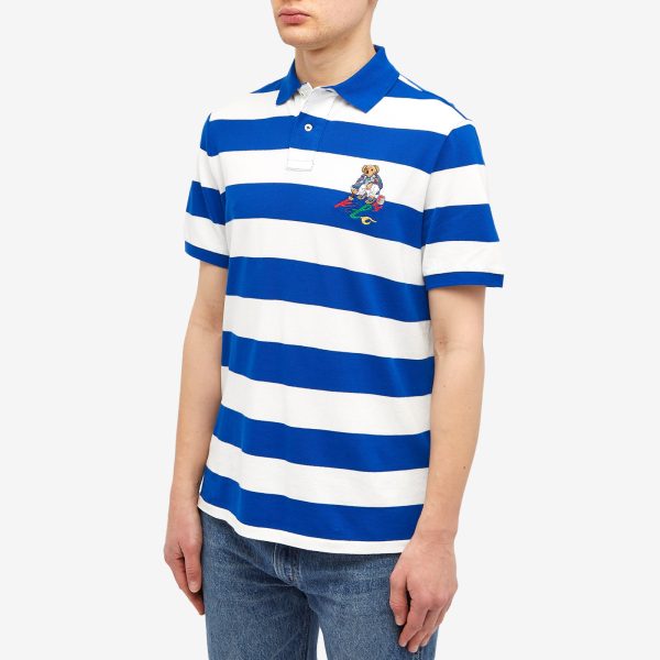 Polo Ralph Lauren Painting Bear Block Stripe Polo Shirt