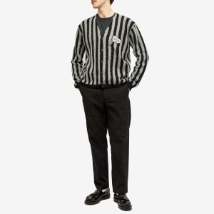 Maison Kitsune Flag Logo Intarsia Stripe Cardigan