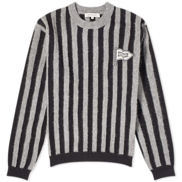 Maison Kitsune Flag Logo Intarsia Stripe Knit