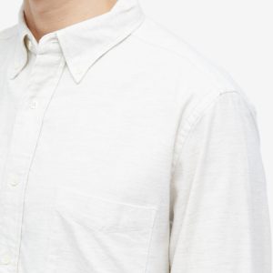 Beams Plus Button Down Solid Flannel Shirt