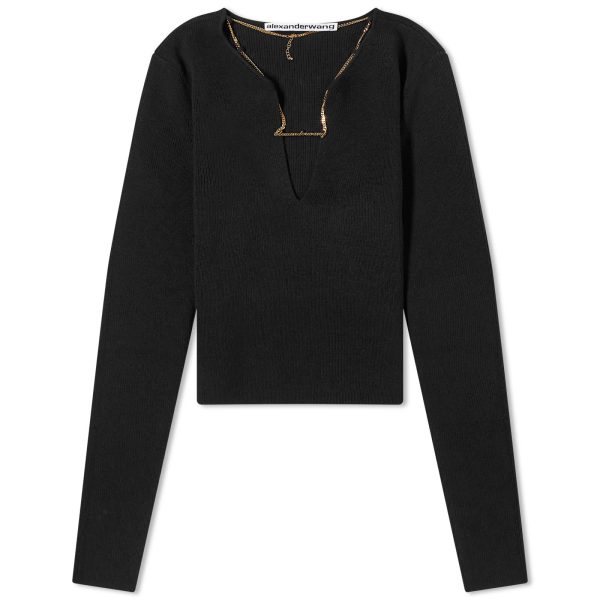 Alexander Wang V-Neck Logo Necklace Top