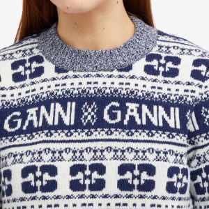 GANNI Logo Wool Mix O-Neck Pullover