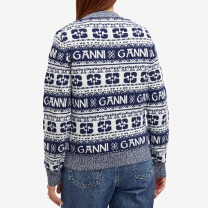 GANNI Logo Wool Mix O-Neck Pullover