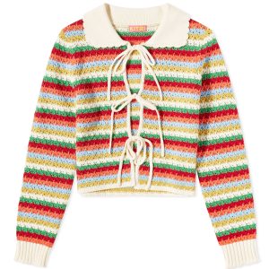 KITRI Evie Multi Striped Crochet Knit Top