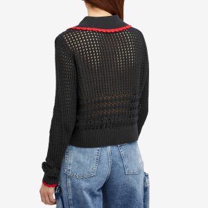 KITRI Evie Black Mixed Crochet Knit Top