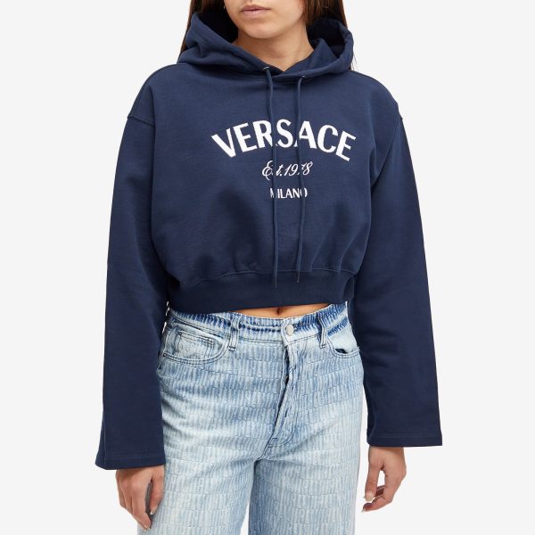 Versace Cropped Hoodie With Front Logo