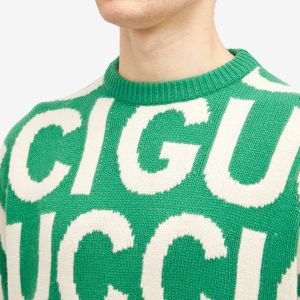 Gucci Jumbo Logo Intarsia Crew Neck Knit Jumper