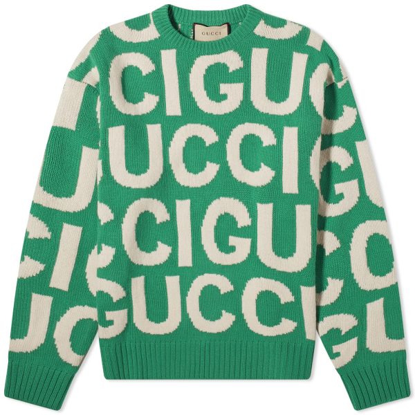 Gucci Jumbo Logo Intarsia Crew Neck Knit Jumper