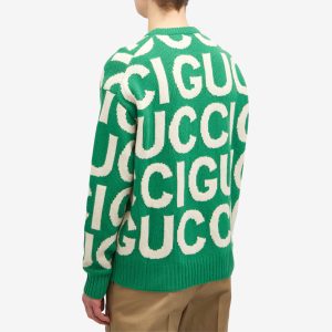 Gucci Jumbo Logo Intarsia Crew Neck Knit Jumper