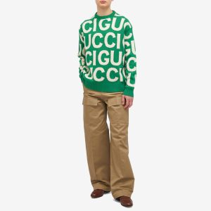 Gucci Jumbo Logo Intarsia Crew Neck Knit Jumper