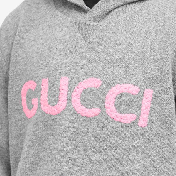 Gucci Intarsia Logo Knit Hoodie