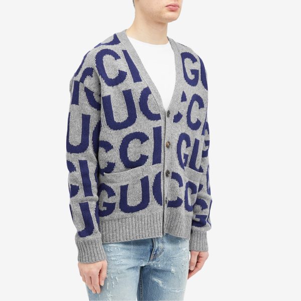 Gucci Intarsia Logo Knit Cardigan