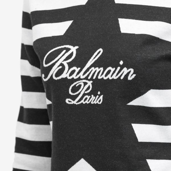 Balmain Long Sleeve Signature Mariniere Jersey Top