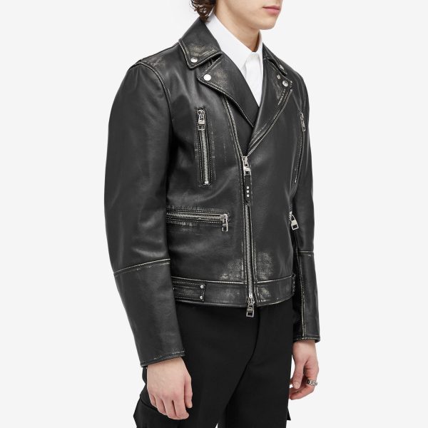 Alexander McQueen Distressed Essential Leather Biker Jacket