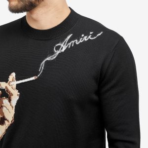 AMIRI Smoke Logo Intarsia Crew Sweater