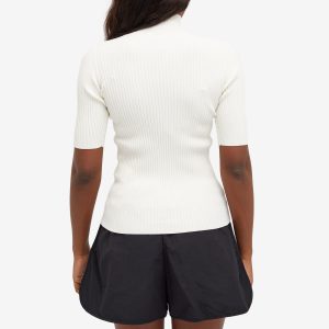 Off-White Off Patch Short Sleeve Mockneck Knit Top