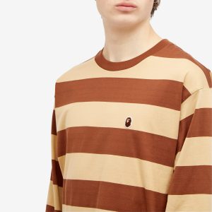 A Bathing Ape Ape Head One Point Stripe Ls T-Shirt