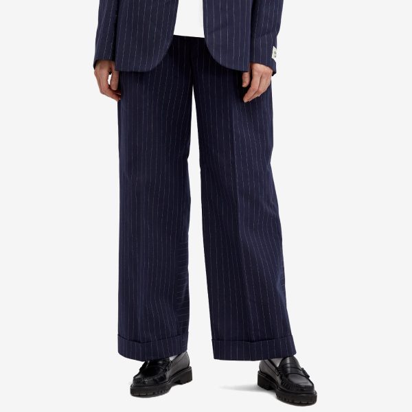 Maison Kitsune Double Pleats Striped Pants