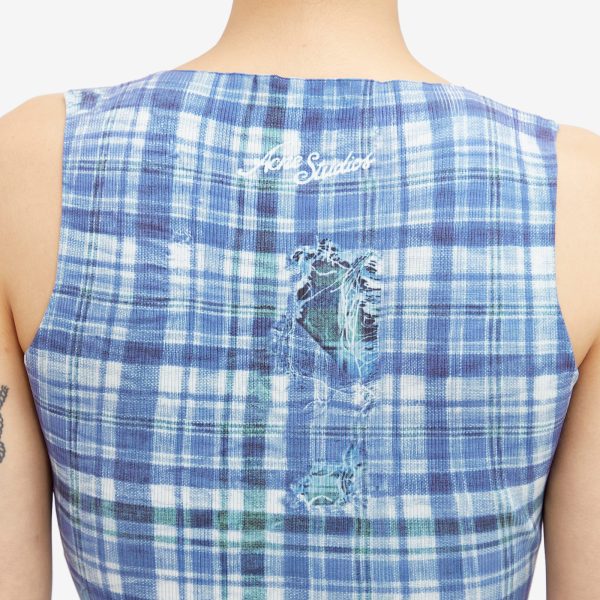 Acne Studios Printed Check Midi Dress