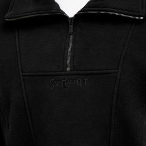 Saint Laurent Logo Half Zip Sweatshirt