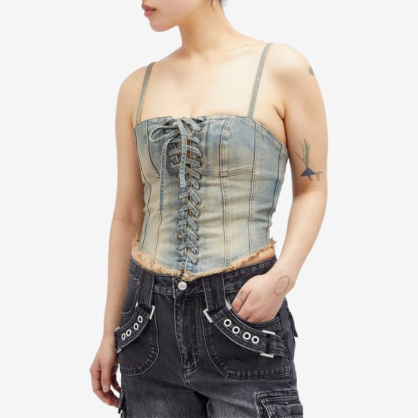 MISBHV Laced Up Denim Corset Top