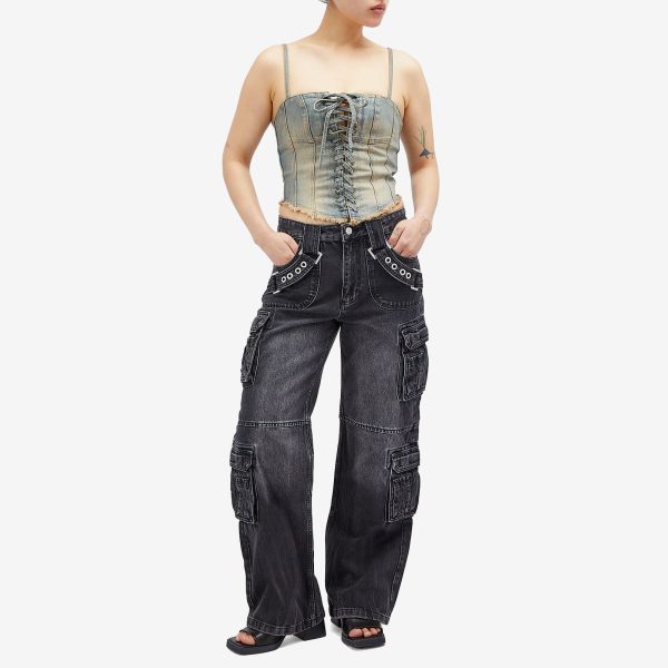 MISBHV Laced Up Denim Corset Top