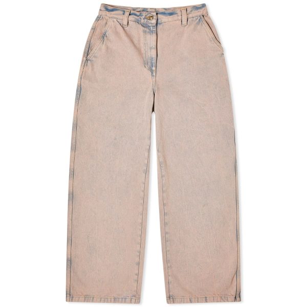 Palm Angels Overdye Logo Wide Leg Jeans