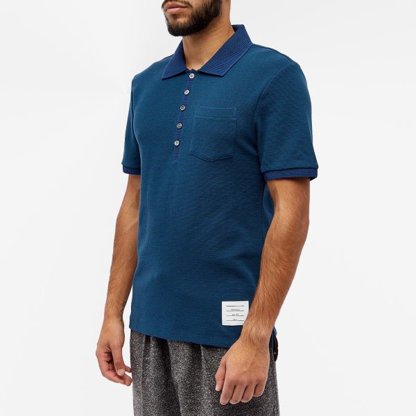 Thom Browne Pinstripe Micro Waffle Polo