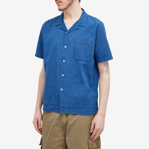 Universal Works Indigo Seersucker Road Shirt