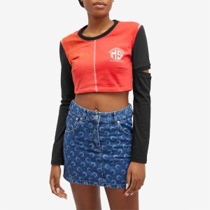 Marine Serre Regenerated Graphic Cropped Long Sleeve Top