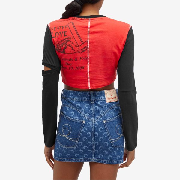 Marine Serre Regenerated Graphic Cropped Long Sleeve Top